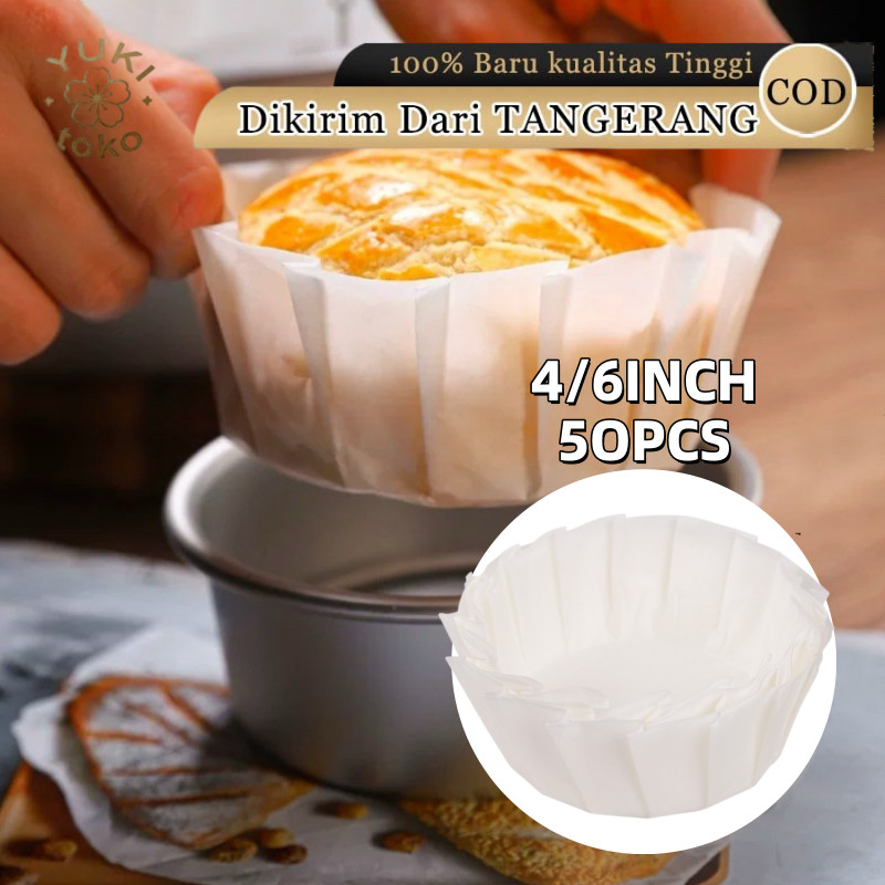 Baking Paper Kue Burn Cheese Cake 50 Pcs Basque Liner Round Kertas Alas Panggang Murah Tahan Panas
