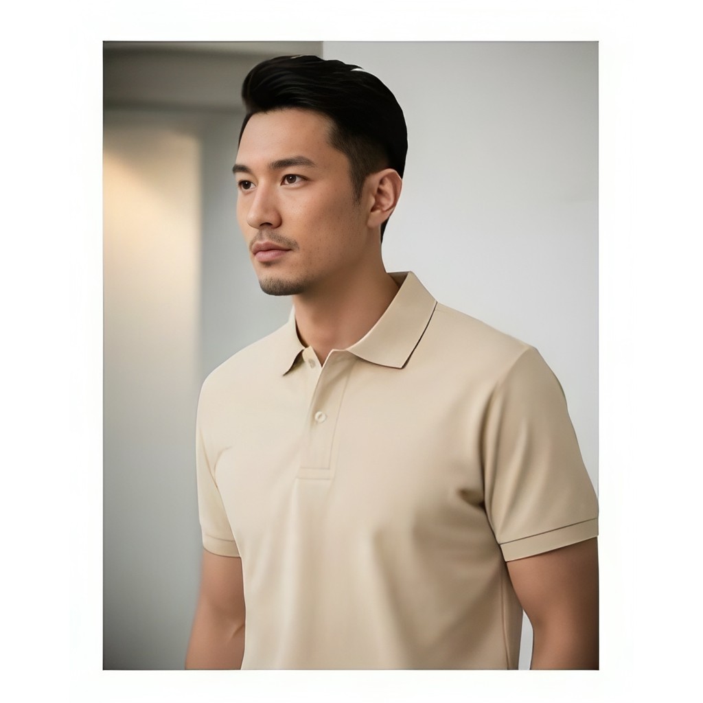 READY - Polo Shirt Cream - Kaos Kerah Pria Polo Shirt Lengan Pendek - Fashionku Fashionmu