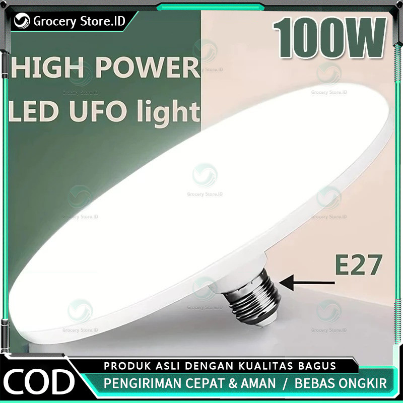 220V E27 Lampu LED Super Terang 20W 30W 40W 60W 100W UFO Lampu LED Lampu Meja Penerangan Putih Hanga