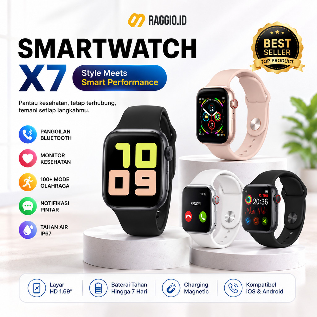 Smartwatch X7 – Jam Tangan Pintar Detak Jantung | Waterproof & Tracker Lengkap