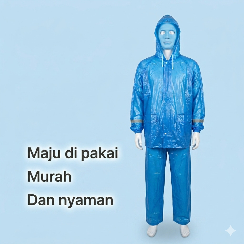 EXD Jas Hujan Setelan (Jaket + Celana) Plastik HDPE PUTIH BENING TRANSPARAN