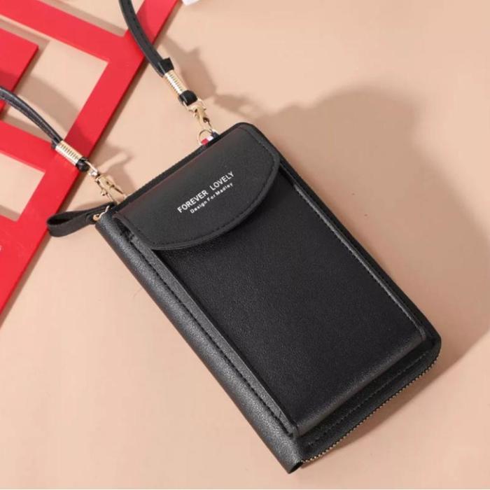 Dompet HPO Wanita Simple Polos Kekinian Korean Style - 15.12  - Hitam