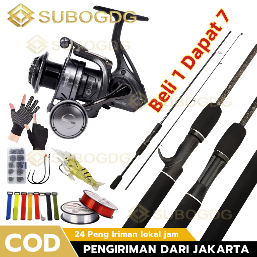 [COD] Set Pancing Carbon Fiber 1.65M-2.40M + Reel SeaKings Titanium 5+1BB 21KG - Joran Teleskopik Po