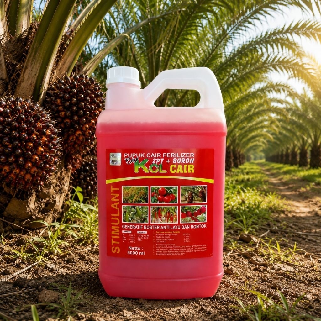 Pupuk Cair Bio KCL Prima Plus Boron  Pupuk Terbaik Kelapa Sawit Anti Rontok Buah Berbobot  ± 5000 ml