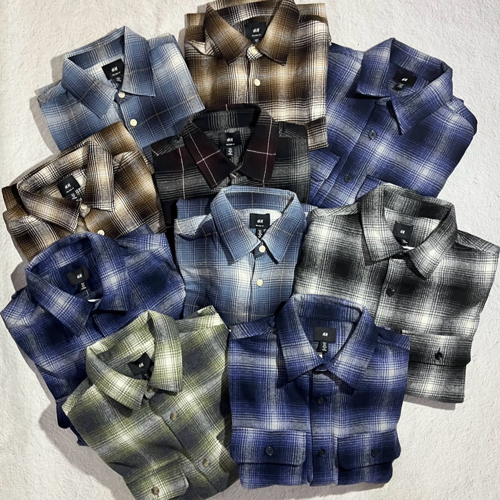 PROMO Kemeja Flanel Kotak-Kotak HnM & Uniqlo Veterano BNWT