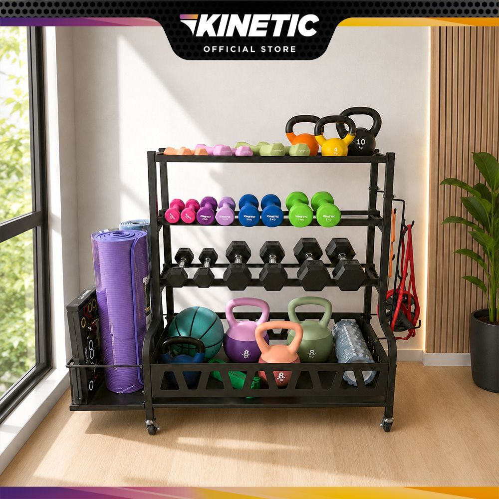 Kinetic Rak Penyimpanan Peralatan Gym & Fitness - Hitam Storage Gym Rack Organizer Workout Rak Fitne