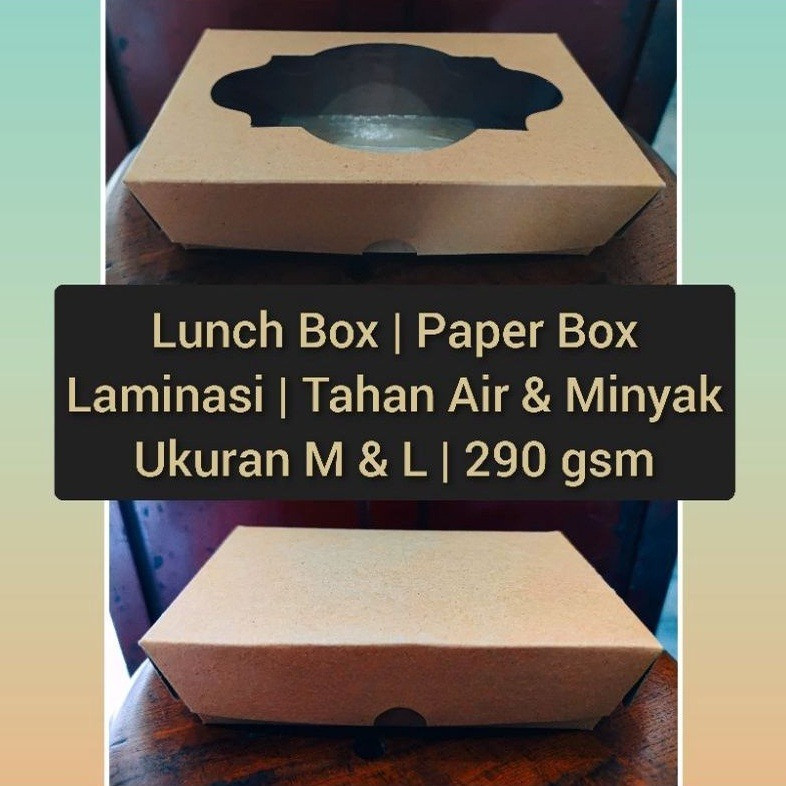 Paper Lunch Box Kraft / Craft Brown Coklat Full Laminasi - Window & Polos - M & L
