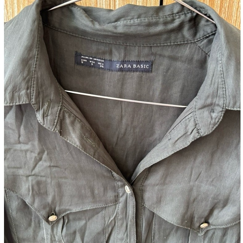 kemeja zara army sz s-m