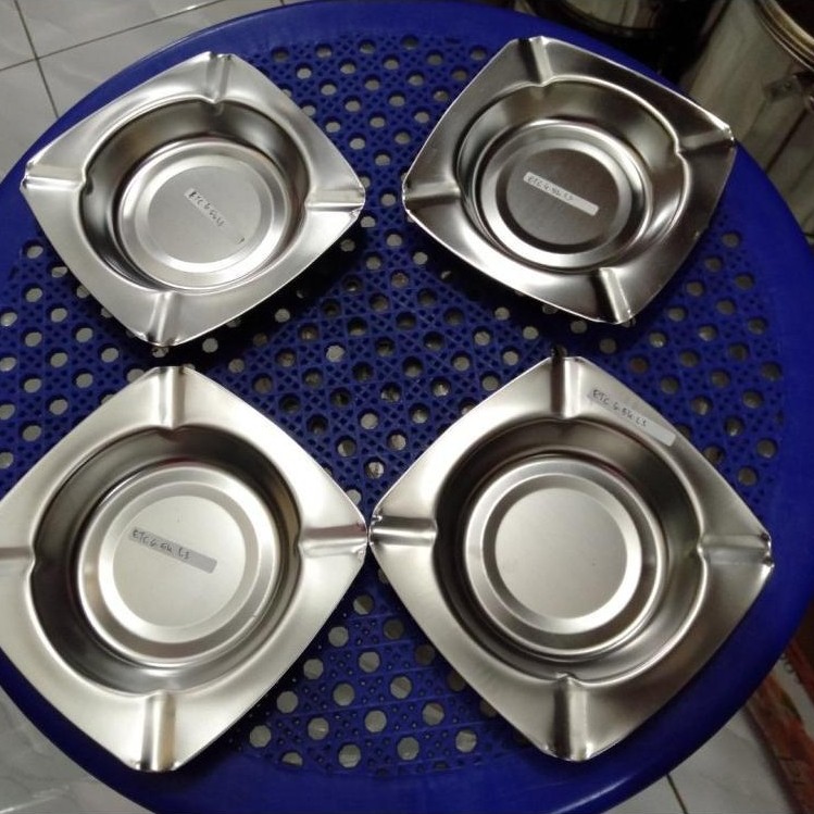 ASBAK CERUTU ROKOK STAINLESS STEEL MODEL KOTAK 4 JEPITAN ROKOK CERUTU