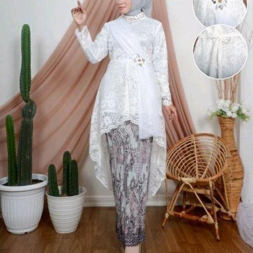 Setelan Kebaya Brokat Lesti Selendang - Kebaya Payet Cantik HS