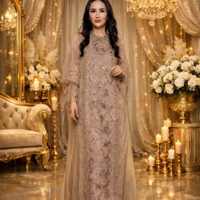 HANYA PENYEWAAN Tamara dress light brown by AMR THE LABEL