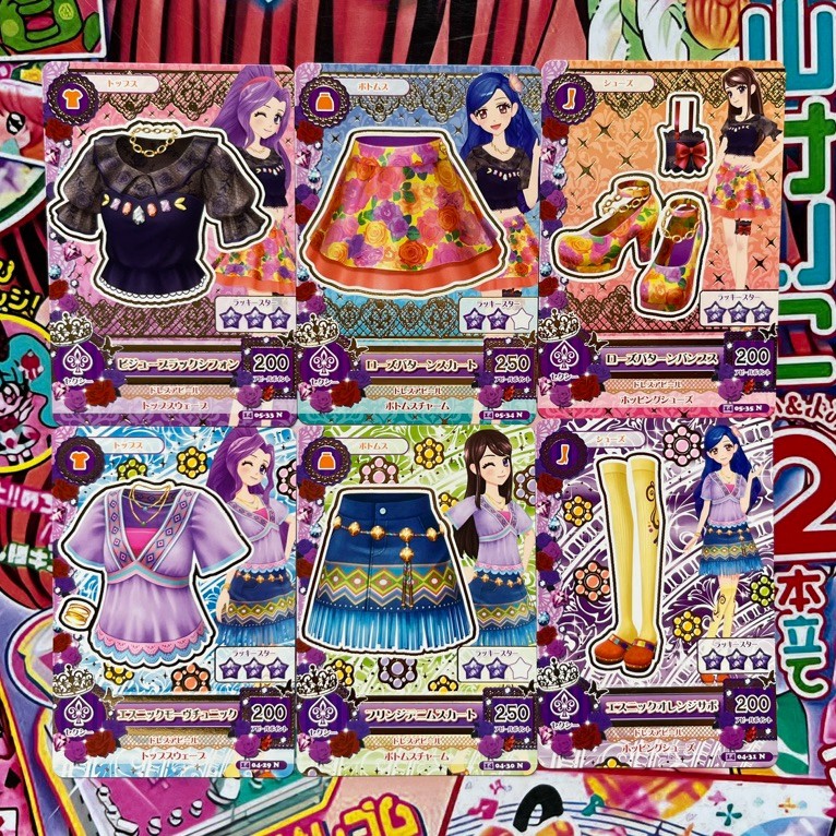 Kartu Aikatsu Sora Kazesawa Mizuki Kanzaki Ran Shibuki Ethnic Fringe Set Bijou Black Chiffon Set Jep