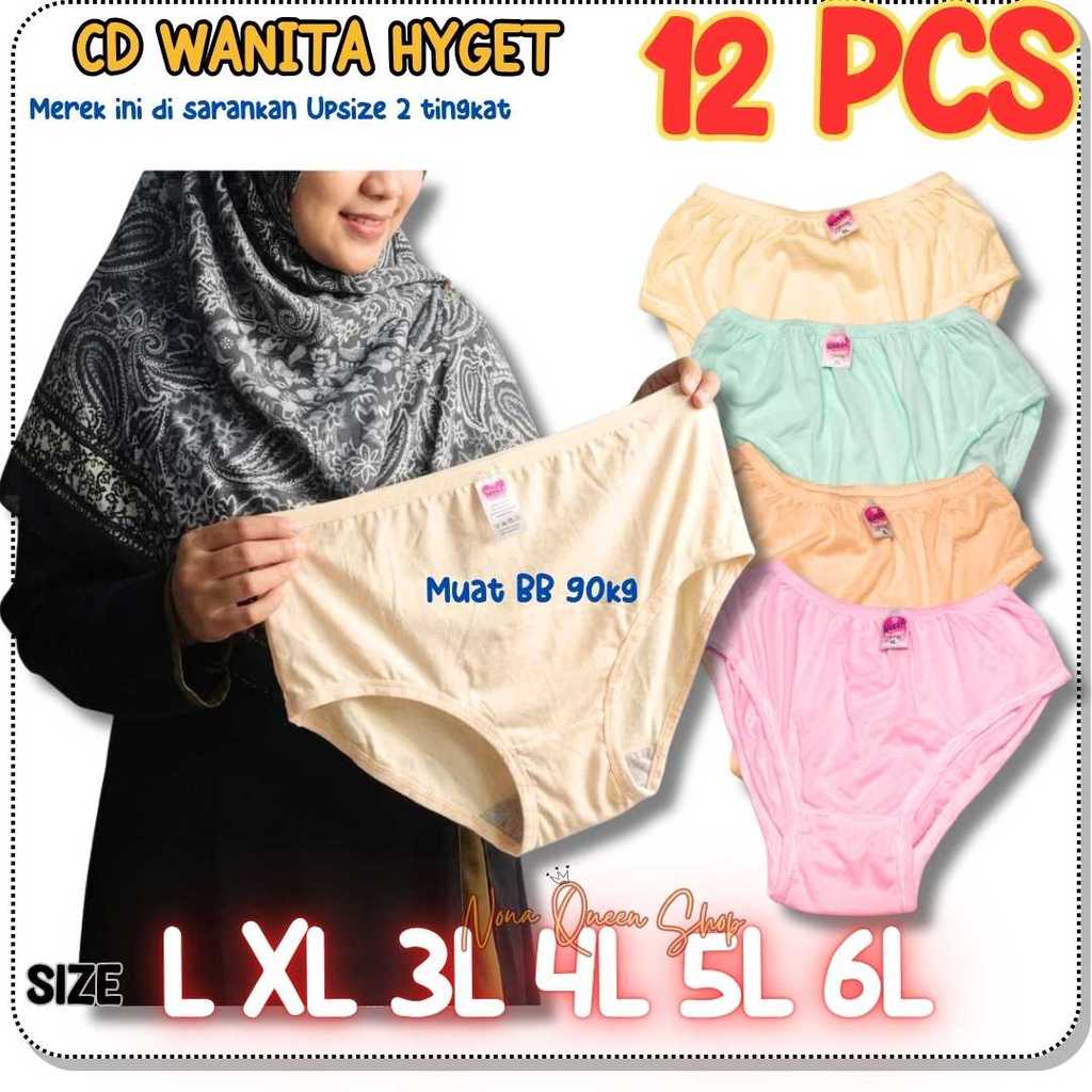 12 PCD Celana Dalam Wanita Bahan Hyget CD Anak Remaja Dewasa Jumbo Polos CD Haid Nifas