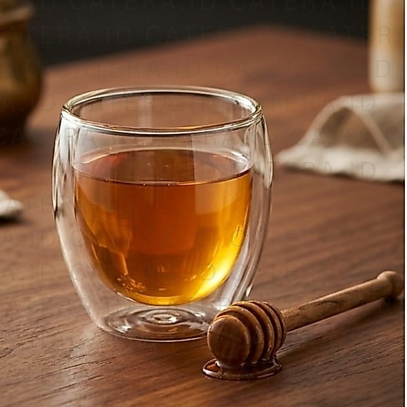 Catera.id/Gelas Double Wall 80 ml / Double Wall Round Glass 80 ml / Gelas Borosilicate 80 ml