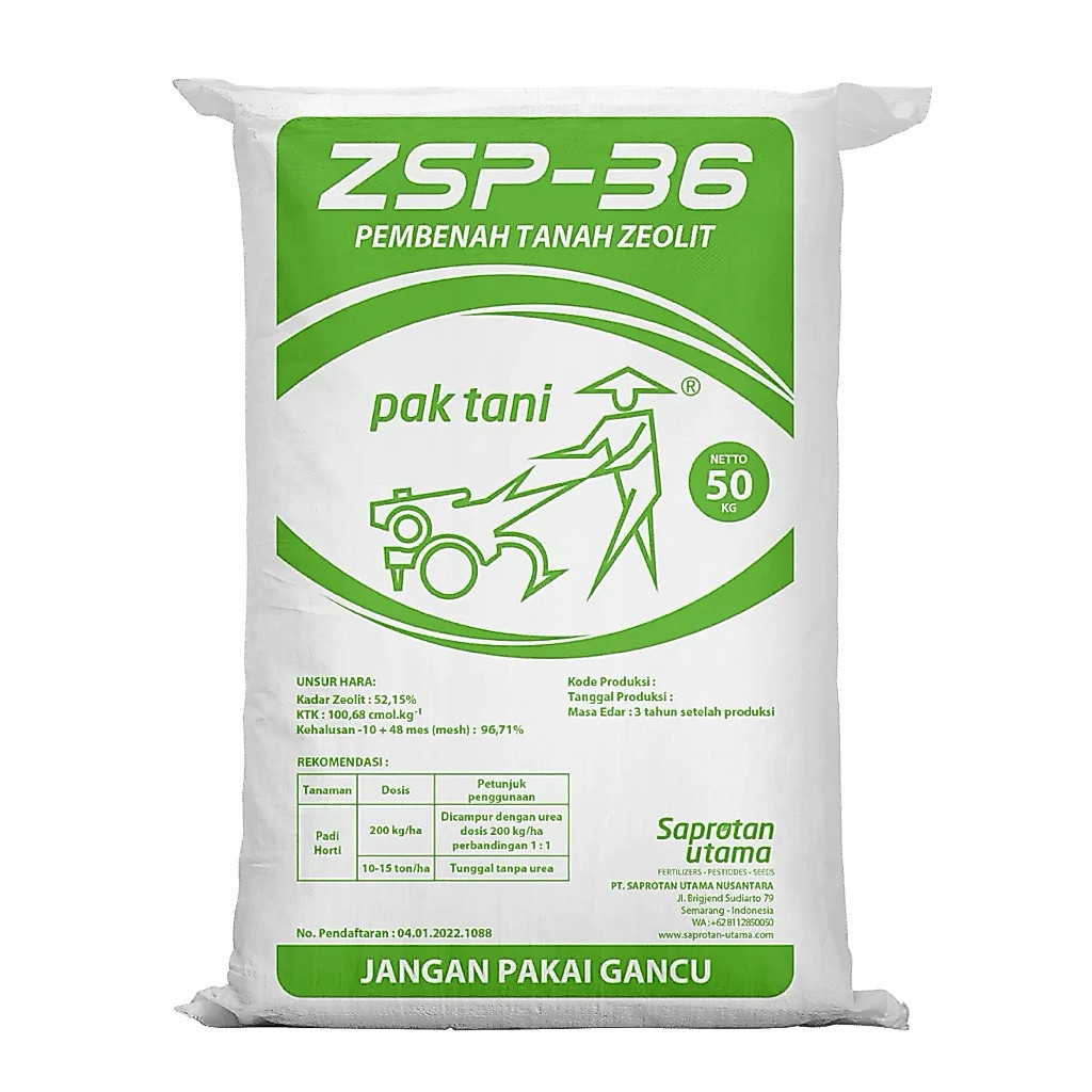 Pupuk Pak Tani Zsp-36 50kg | Zeolit Kemasan Pabrik