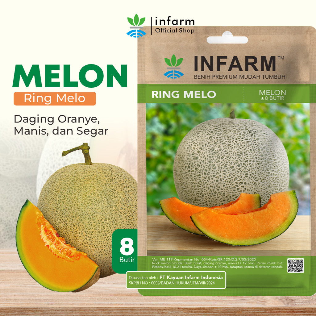 INFARM - Benih Buah Melon Ringmelo, Bibit Buah Melon Hibrida F1 Biji Buah Melon Manis Premium