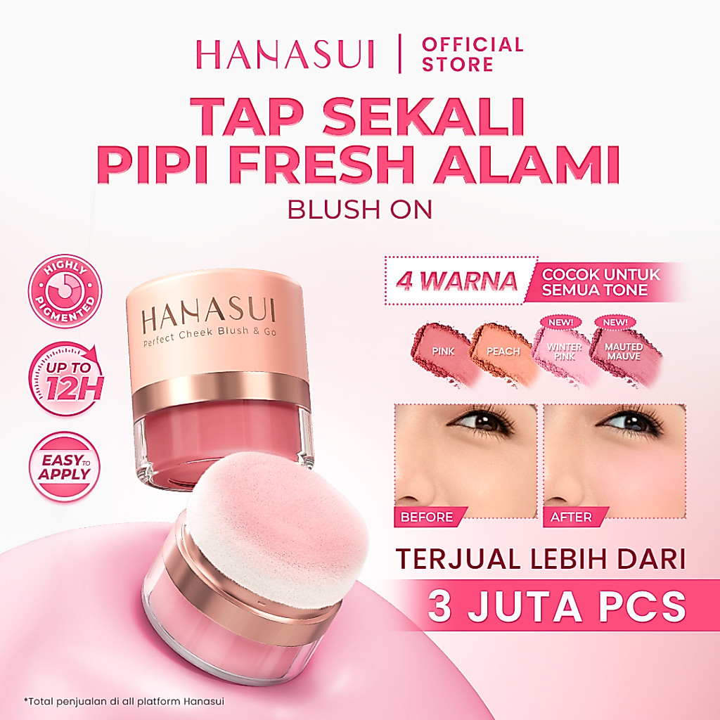 Hanasui Perfect Cheek Blush & Go Powder - Blush On Powder Natural Radiant Finish Melembabkan Cerah A