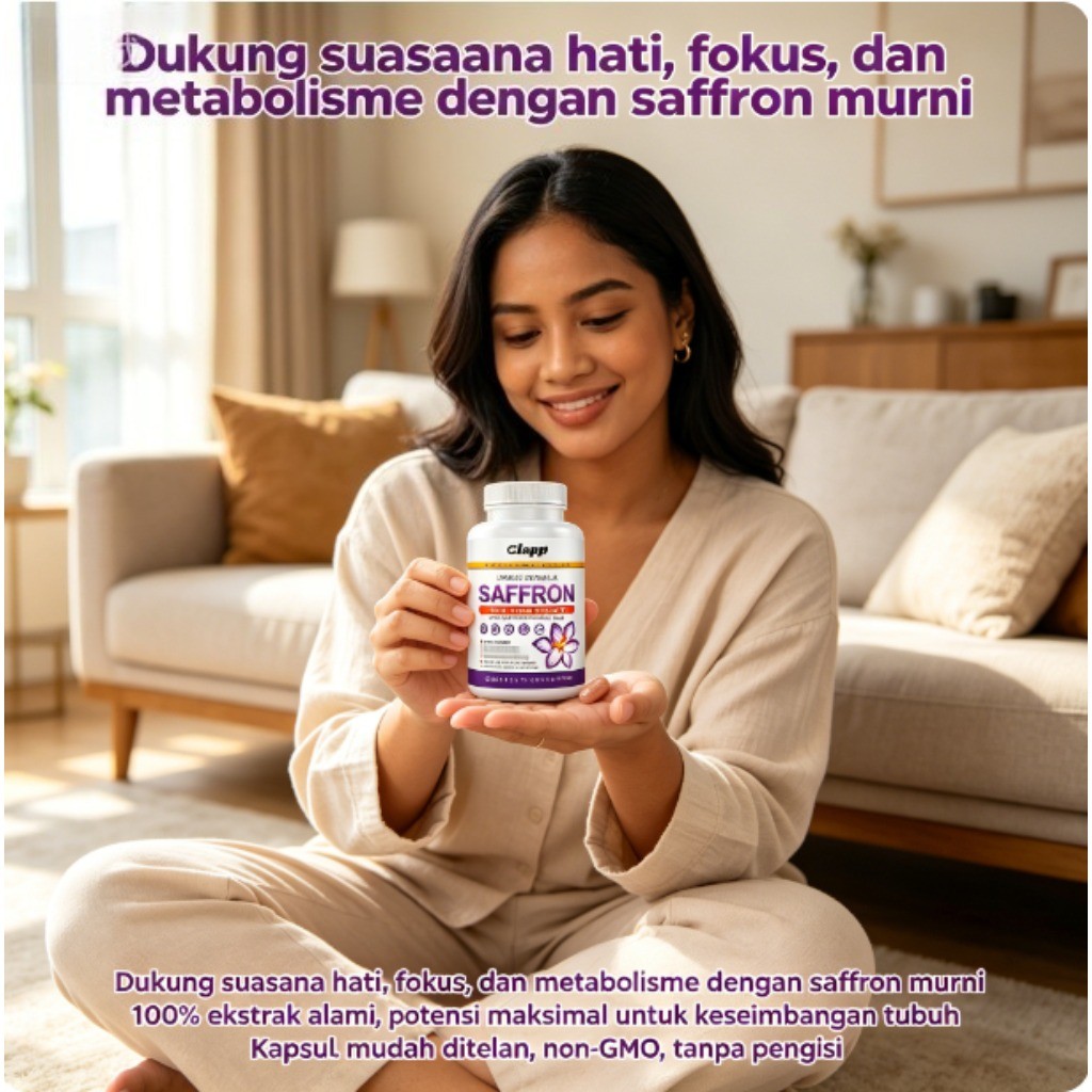 Clapp Saffron 60 Kapsul Potensi Maksimal Non-GMO Tanpa Pengisi Bantu Fungsi Kognitif & Antioksidan l