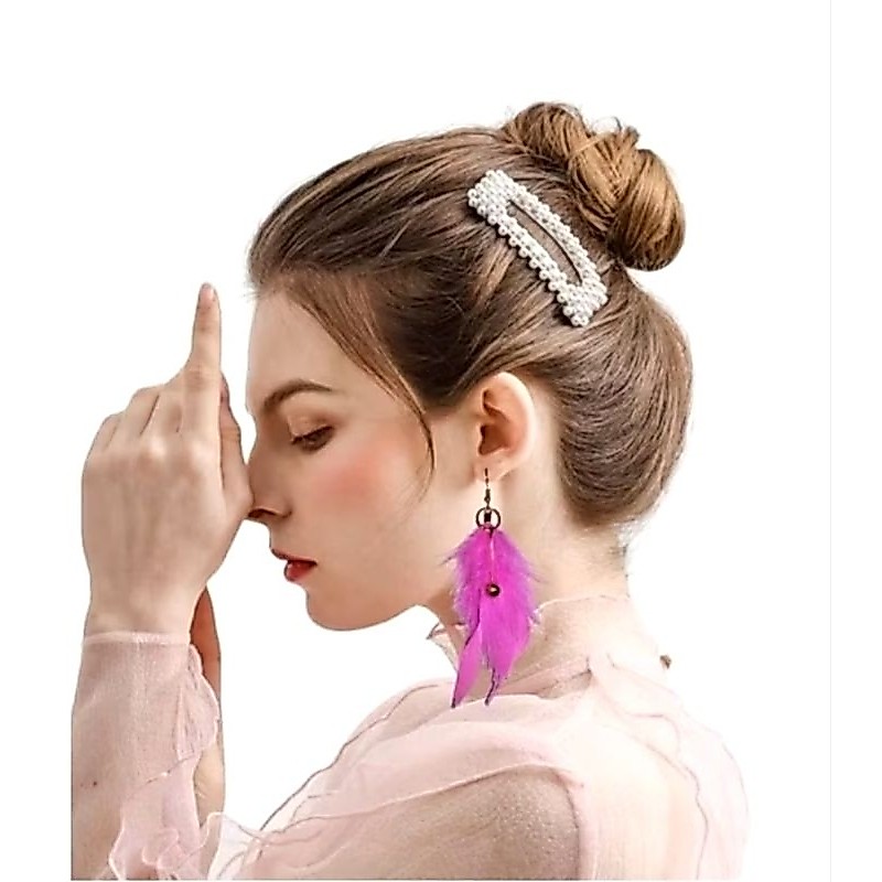 Anting Bulu Angsa Bandul Bulat Emas Anting Bulu Fashion