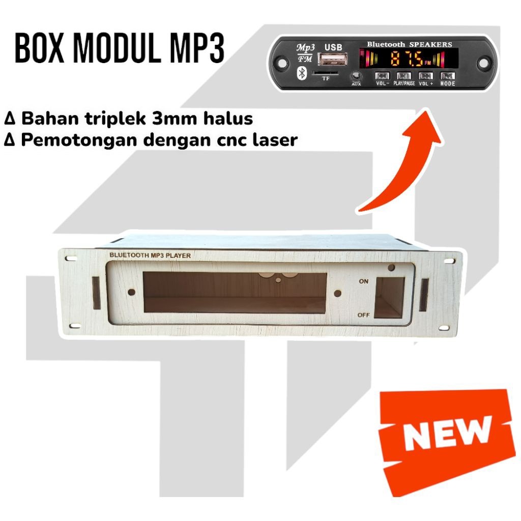 V1 18cm Box Modul MP3 Triplek 3mm Halus Cutting CNC Laser Presisi