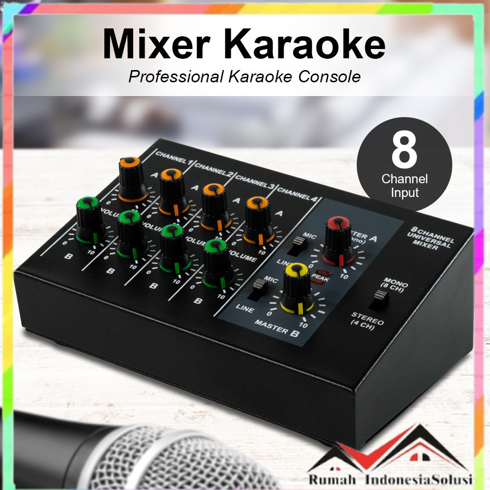 

- WEITESI Professional Console Karaoke Mixer 8 Channel Input Mic - AM-228 -