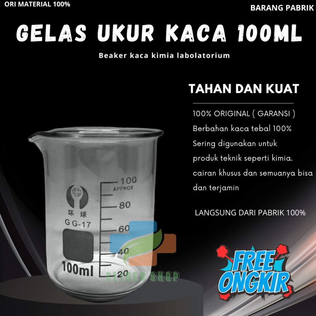 Gelas Ukur Kaca / Gelas Takar Kaca 100 Ml GROSIR
