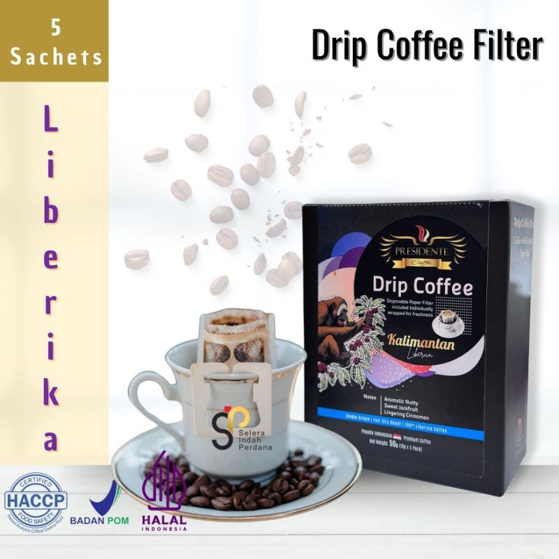 

JAMIN MURAH !!!Kopi Kalimantan Liberica - Drip coffee 5 saset - presidente caffe(BISA LANGSUNG ORDER)
