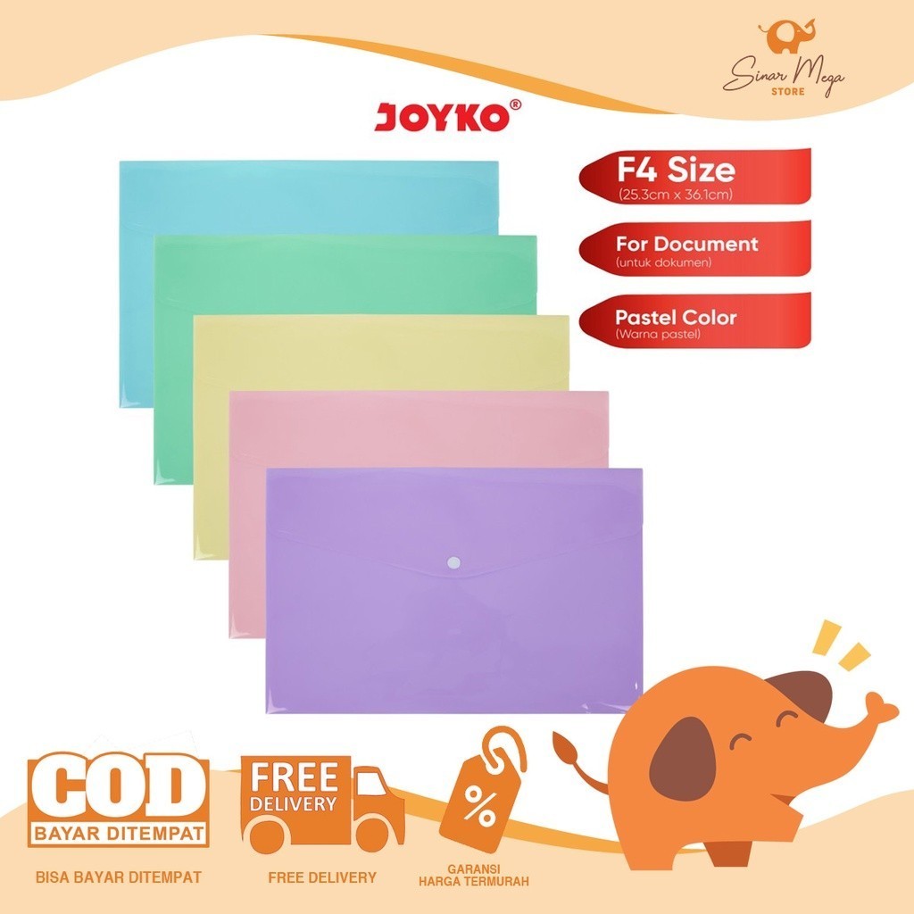 

Joyko Data Bag DBG-108 / Map Kancing Plastik Pastel Color Murah Berkualitas