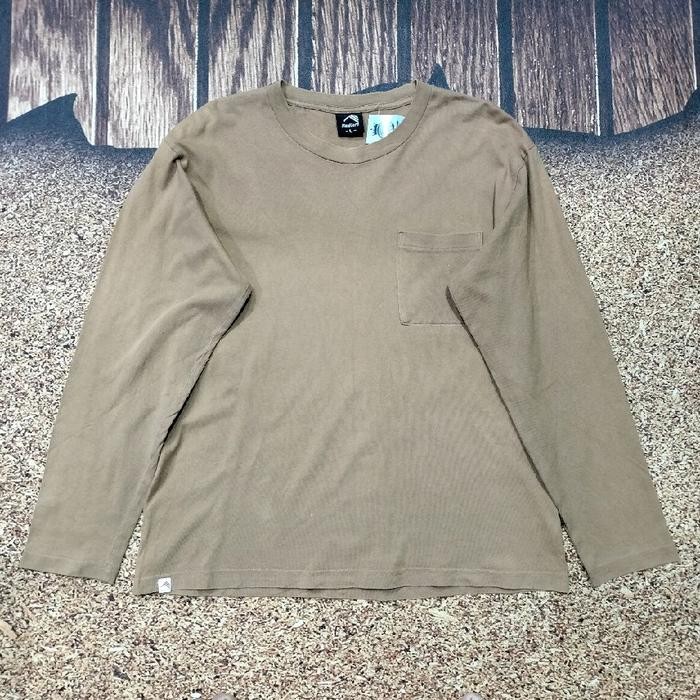 kaos panjang pria saku dada FIELDCORE long sleeve pria pocket coklat polos size L murah bagus