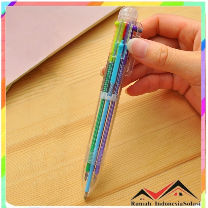 

- Pulpen 6in1 Pena Bolpoin Warna-Warni Multi Colored Pen -