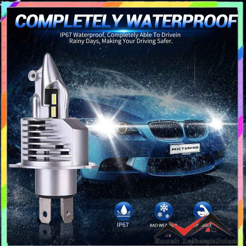 

- Fighter Lampu Depan Mobil LED Headlamp H4 CSP Cool White 80W 12V 2 PCS -