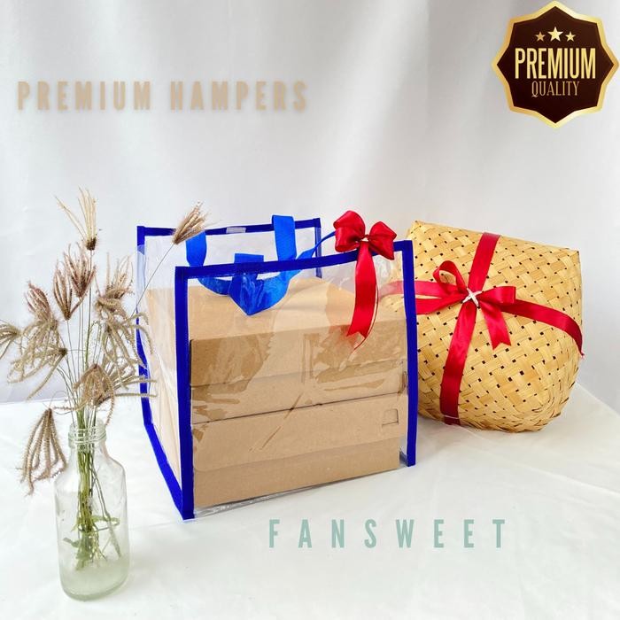 

23x23x23 1lusin tas mika transparan nasi box - biru