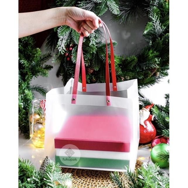 

(10 pcs) Hamper Bag Dof Kantongan Dus Kue Gift Bag Shopping Bag - Tali Merah, 18x18xT15