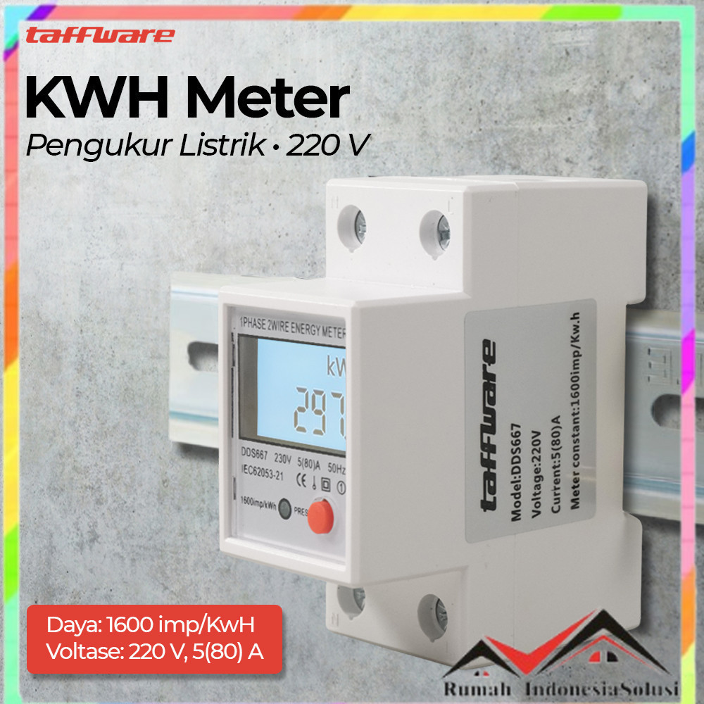 

- Taffware kWh Pengukur Listrik Power Voltmeter 220V - DDS667 -