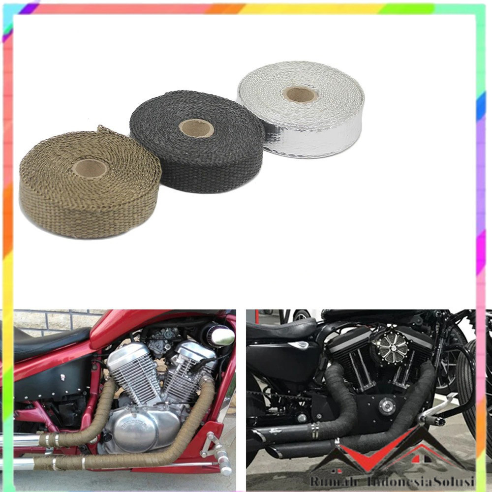 

- GEONYIEEK Lakban Peredam Panas Knalpot Motor Exhaust Wrap 50MM 10M - MP-001 -