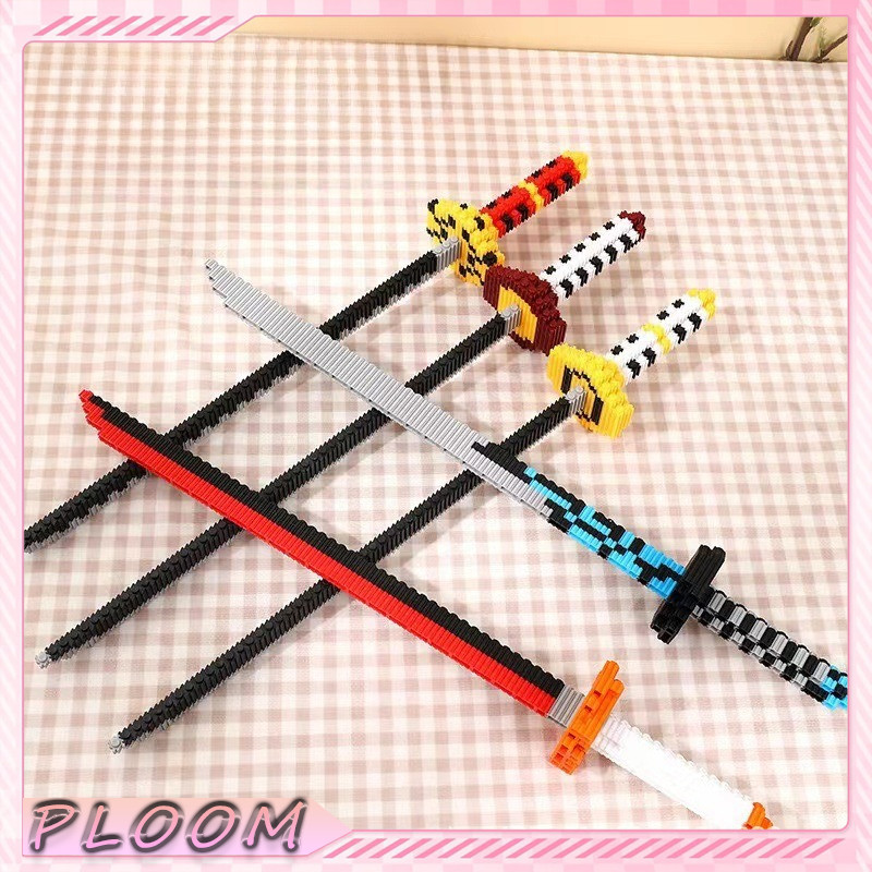 (Siap) Mainan Pedang Blok Bangunan Katana Demon Slayer Zoro One Piece Hadiah Anak Laki-laki