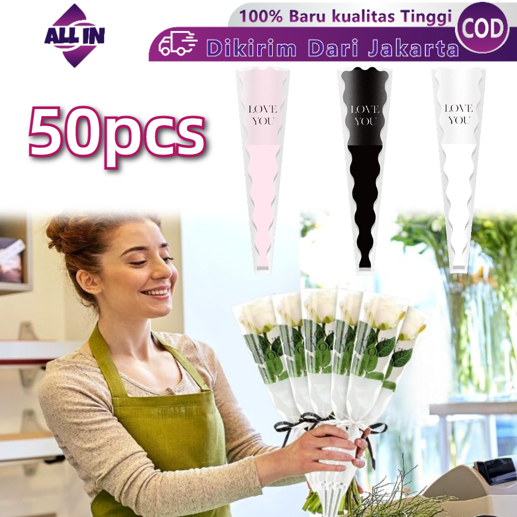 

50Pcs Plastik Bungkus Bunga / Single Flower Packaging Bag / Kantong Bunga Rose Single