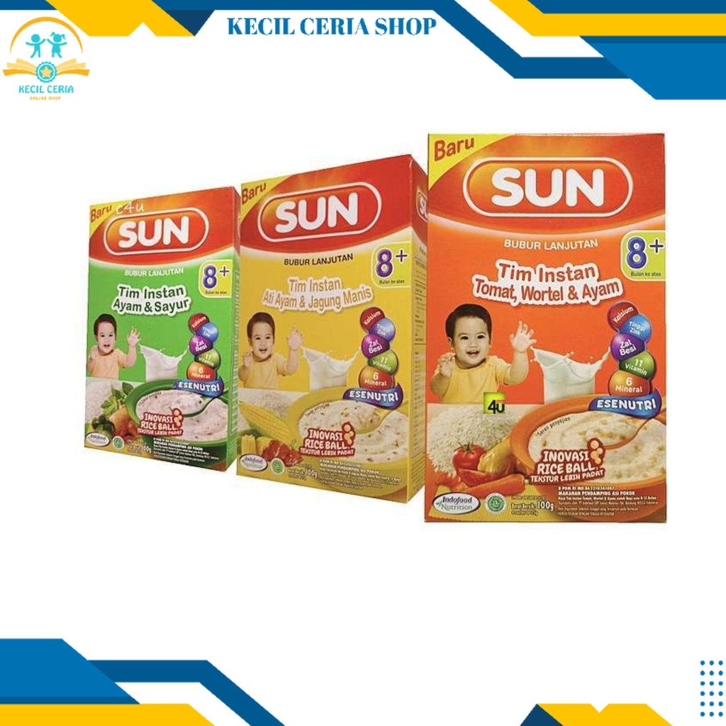 Sun Bubur Tim Instan 8+ Ayam Sayur Tomat Wortel Jagung Manis Kecil Ceria