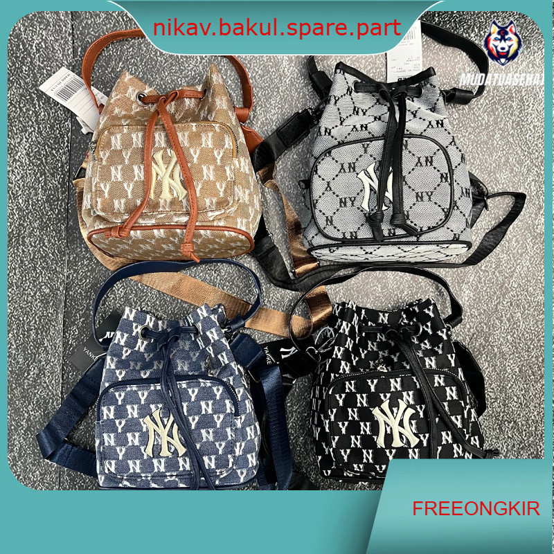 MLB NY JACQUARD MONOGRAM BUCKET BAG SLINGBAG / BUCKETBAG / TAS SERUT / TAS WANITA / TAS KOREA / TAS 