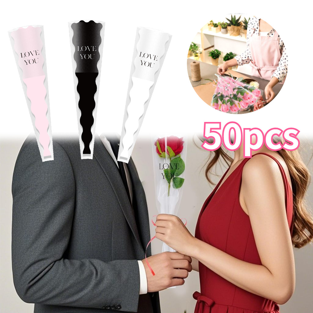 

50pcs Lembar Plastik Bunga Tangkaian Satuan Single Stalk / Wrapping Plastik Untuk Buket Rose