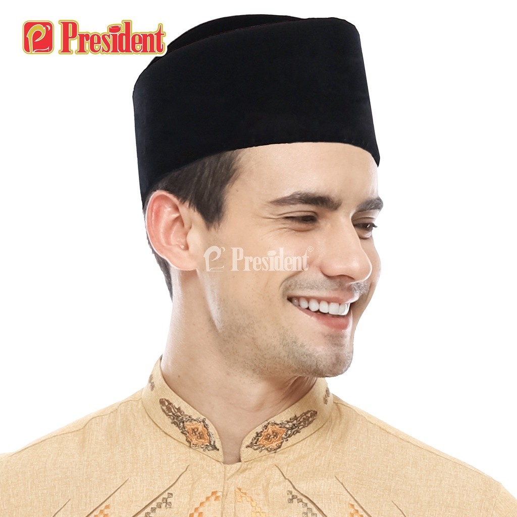 President - Songkok Hitam President Susun Exclusive Peci Hitam Kopiah Nasional Bludru Polos Premium
