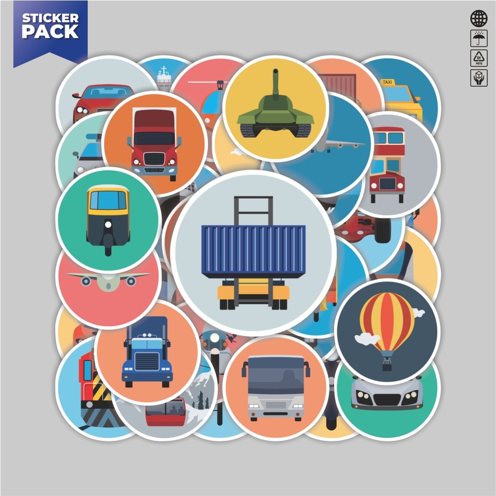 

[100PCS]Stiker Pack Stiker Ikon Transportasi Kendaraan Aesthetic Vinyl Anti Air Dekorasi Sticker Laptop Buku Journal Koper Helm Casing HP Gitar Helm Skateboard