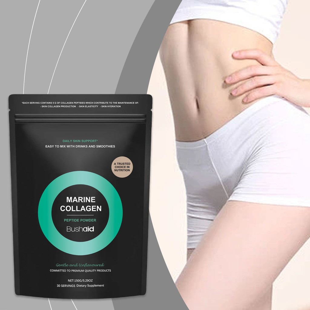 Marine Collagen Bushaid - Pure Marine Collagen Powder - Supple & Moisturized Skin - 150g (30 Serving