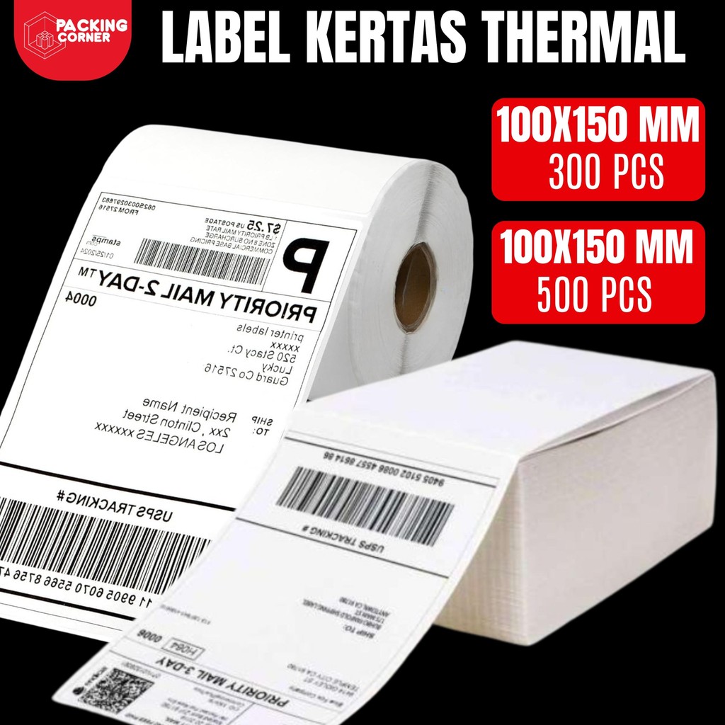 

Kertas Sticker Thermal Label Resi Ekspedisi 500 pcs 100x150 mm 10x15 cm