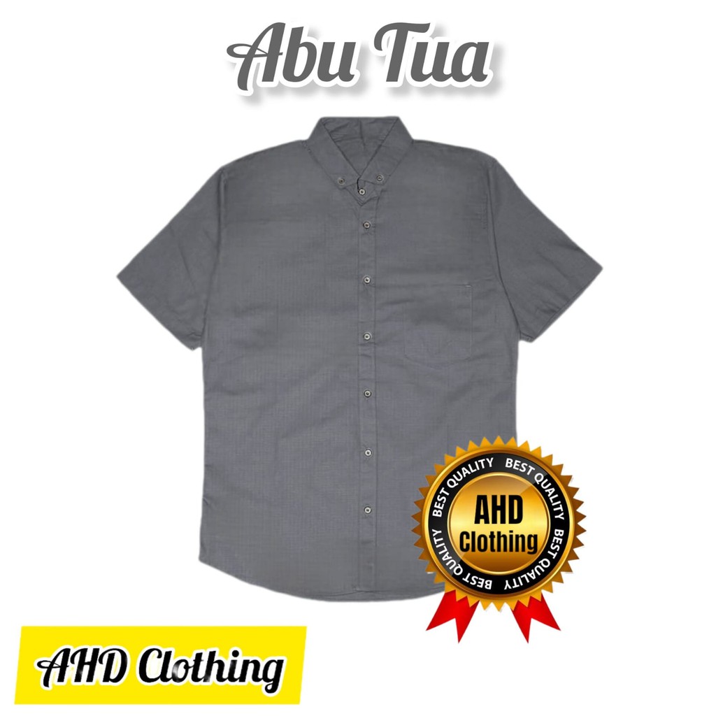 Kemeja lengan pendek anak warna abu tua usia 1-13 tahun | kemeja anak laki | kemeja anak cowok | kem