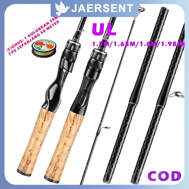 Joran UL carbon 168M/1.8M/1.98M lentur 3-6Lbs carbon padat/Joran ultralight UL Ajiro sakura 3-6lb fi