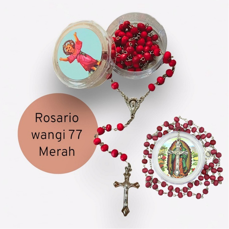 Kalung Rosario 77 Bapa Kami Kayu GAHARU Original / Devosi Rosario 77 Bapa Kami
