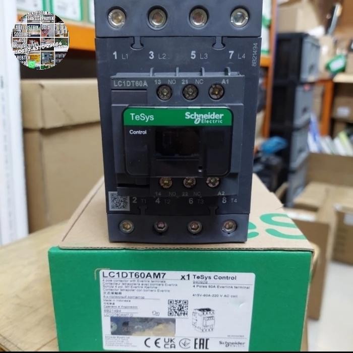 KONTAKTOR LC1DT60AM7 4P-60A COIL 220VAC ORIGINAL SCHNEIDER KONTAKTOR 4POLE