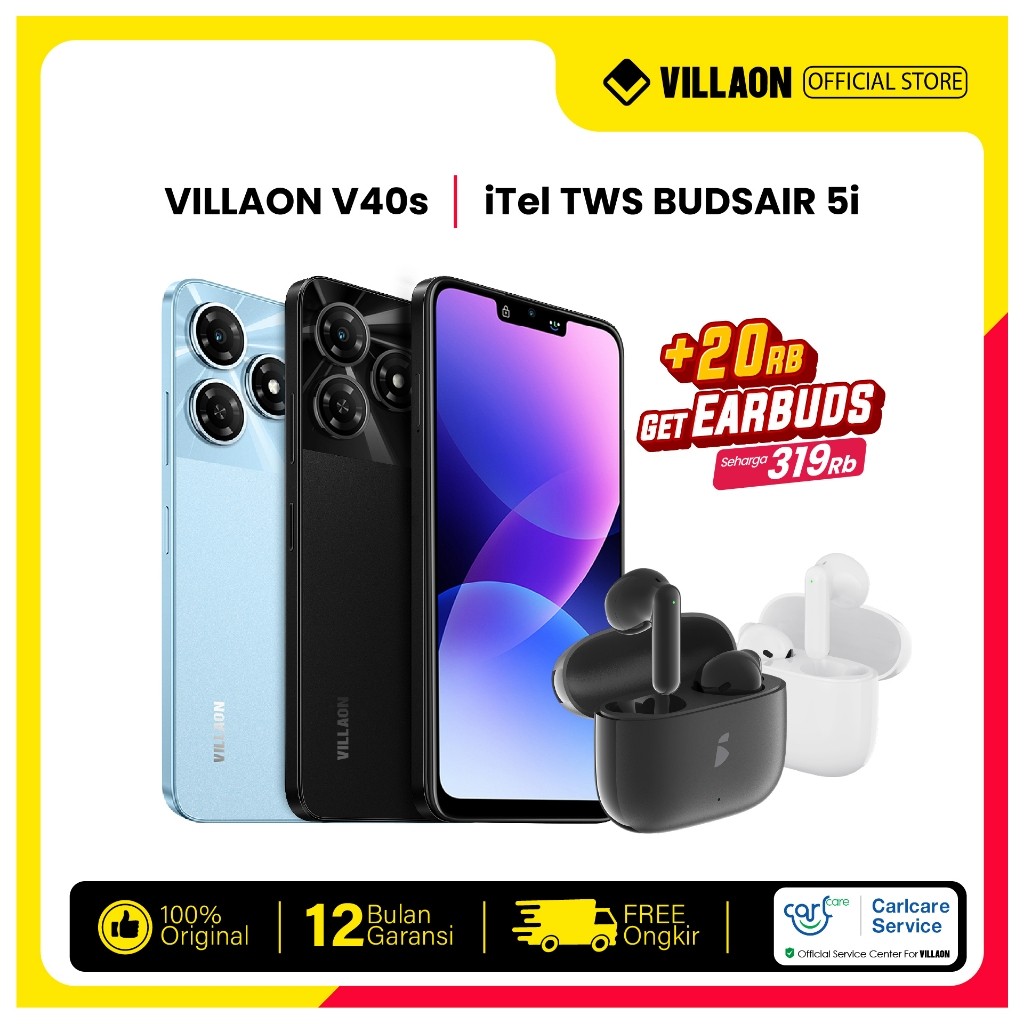 [BUNDLE TWS iTel] Villaon V40s 8GB+64GB with Memory Fusion | Big Battery 4000 mAh | Big Display