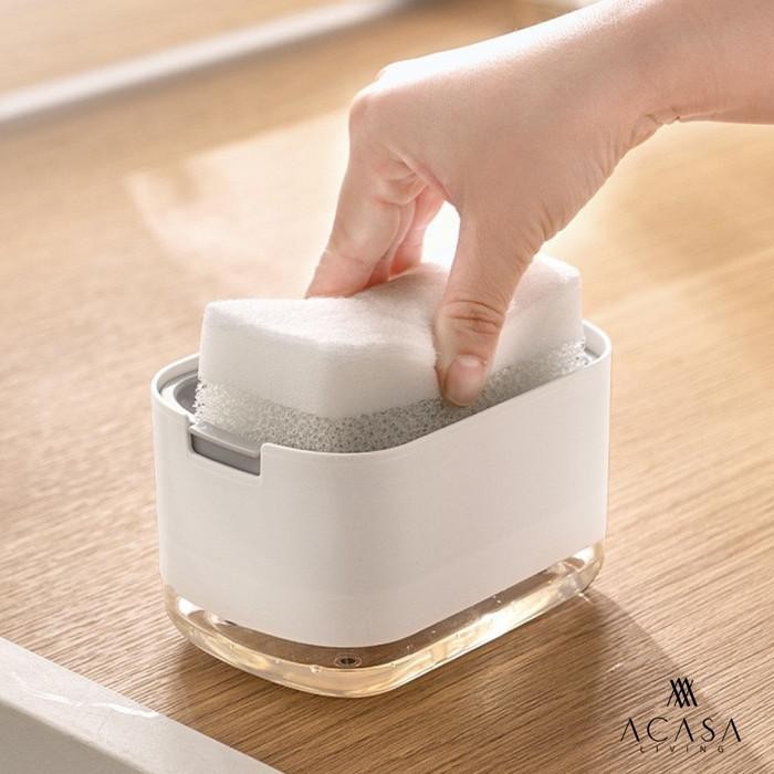 

SOLE - Soap Dispenser - Tempat/Kotak Sabun Cuci Piring FREE Sponge - Putih